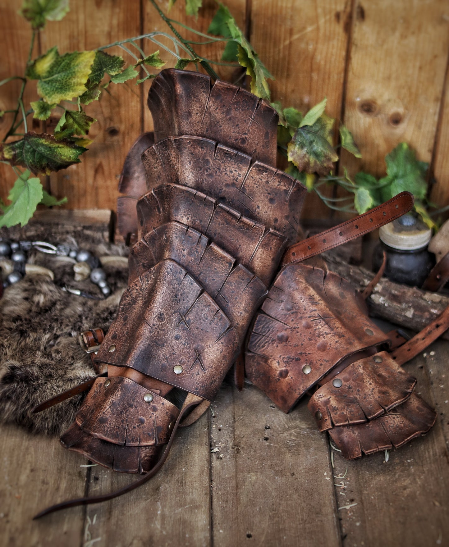 Dragon Scales Leather Greaves