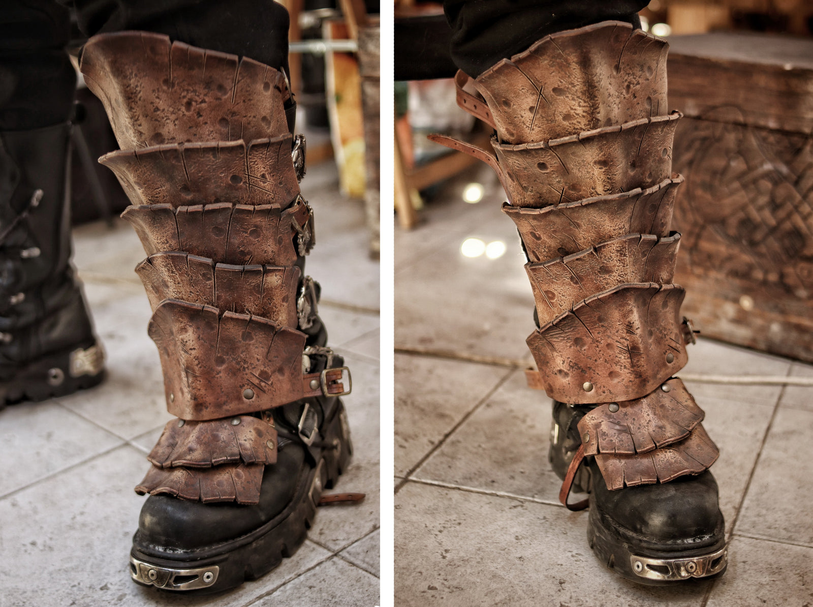 Dragon Scales Leather Greaves