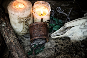 Aegishjalmur Leather Wristband, Galdrastafir Viking Cuff,  Ægishjálmr Icelandic rune Helm of Awe leather embossed bracelet, LARP, cosplay
