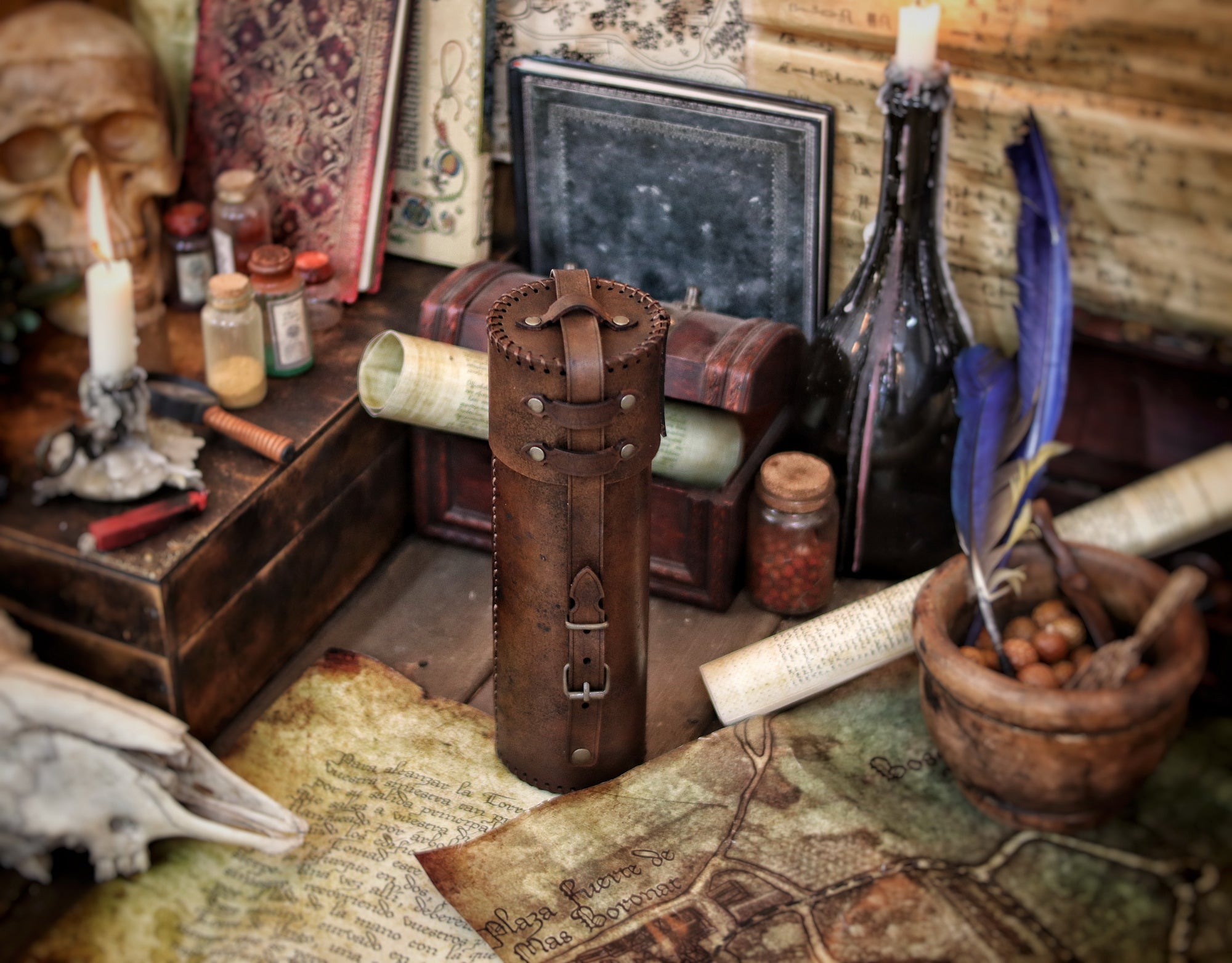 Scroll Case Components Leather Scroll Case – Outcast Props