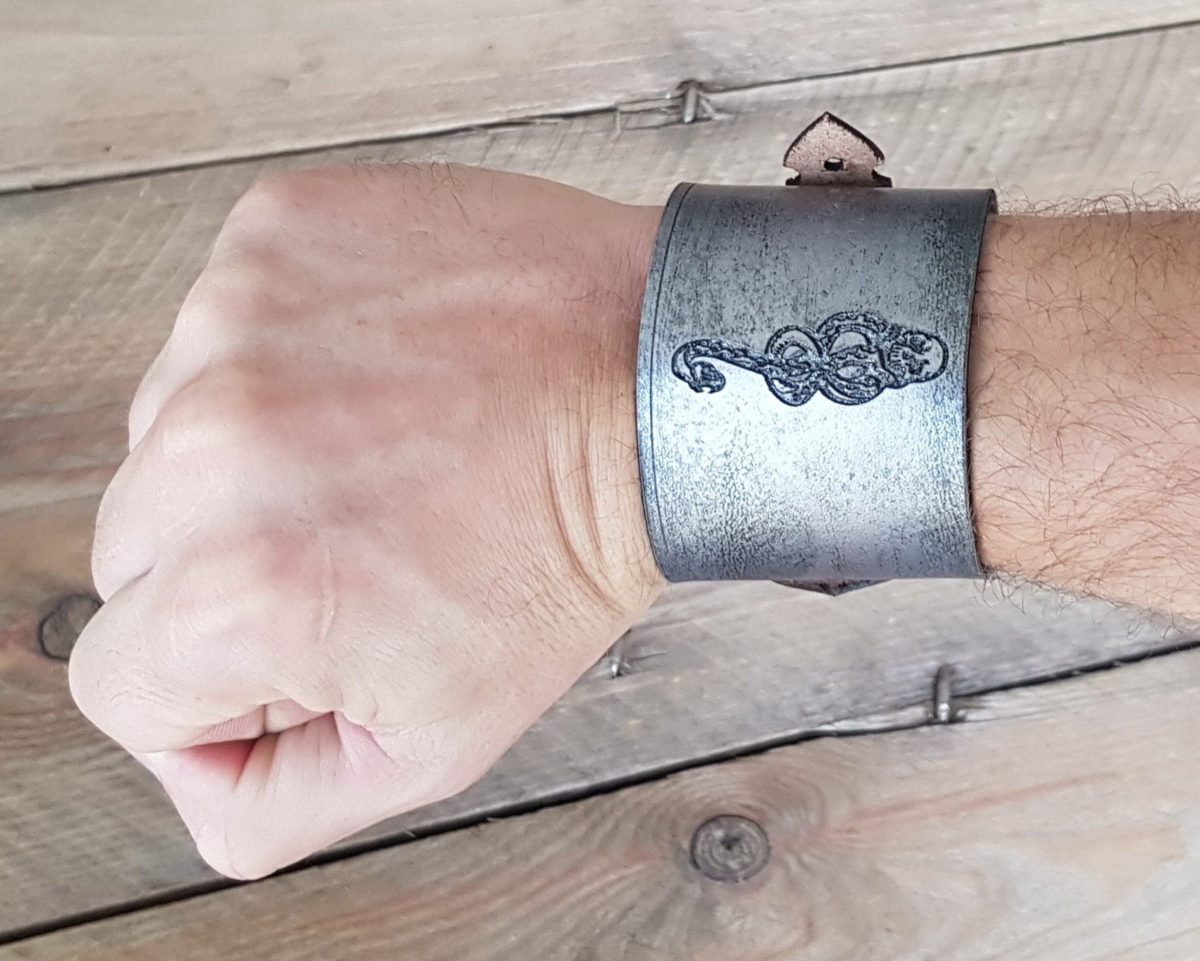 Death Eater Harry Potter Leather Silver wristband