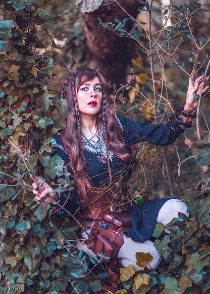 Leather Corset underbust - Steampunk larp burning man armor Witch. Brown Waist Cincher. Renfair underbust. Alchemist corset.