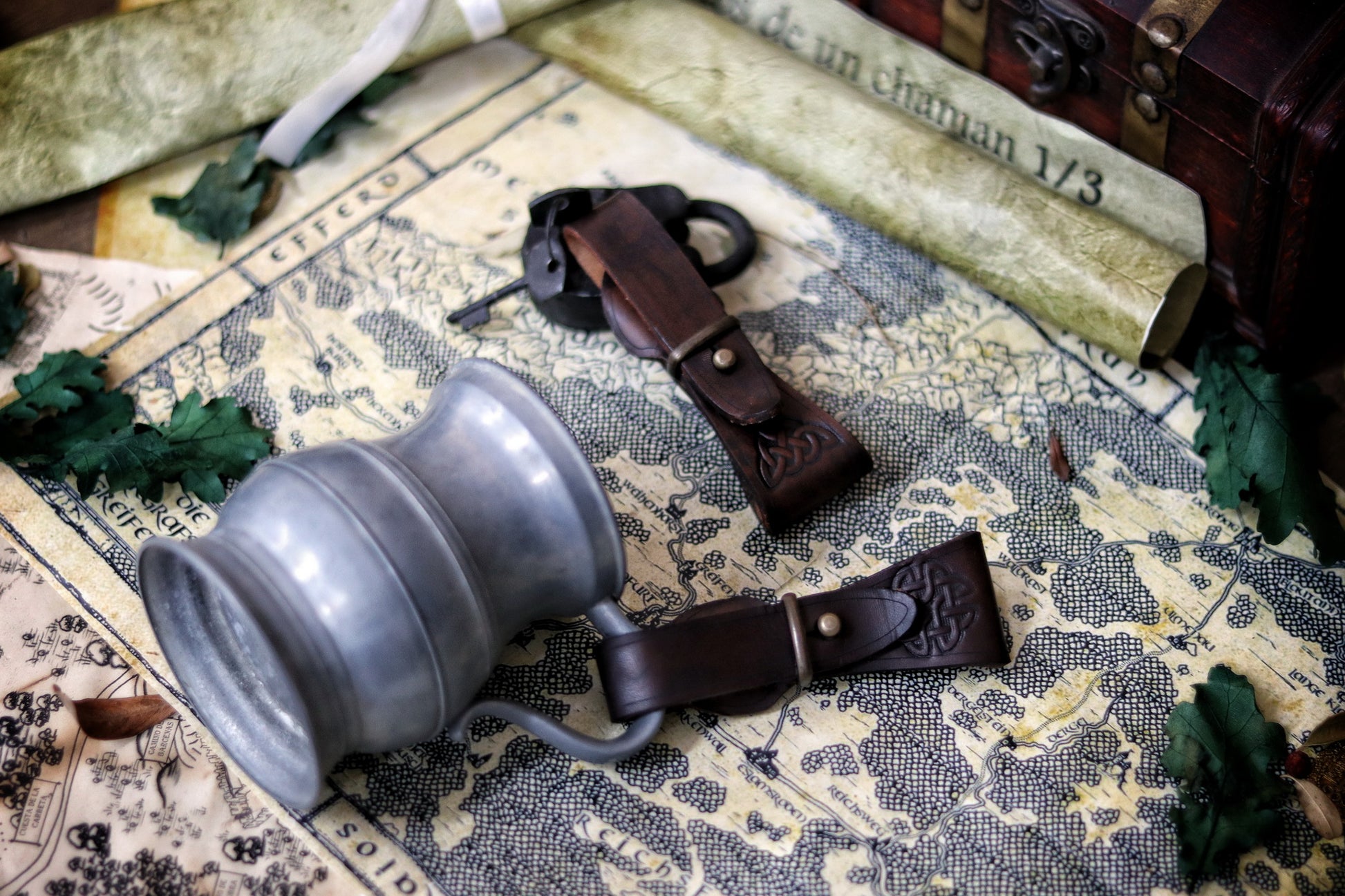 Medieval Leather Tankard Strap: Renaissance Faire Belt up to 6 cm or 2,4 inches. Accessory for Viking Cosplay, LARP, and Celtic Costumes