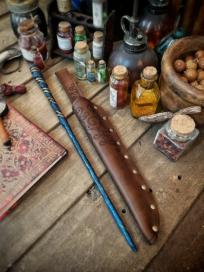 Ornated Magic Wand Holster or Sheath, made of high quality leather for hang your wand from your belt