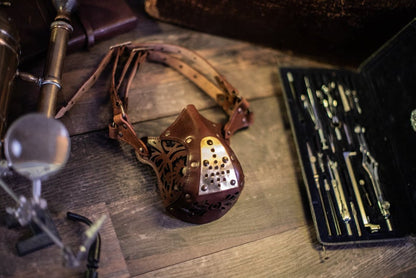 Leather face mask Steampunk Mask leather diesel punk wasteland burning man respirator Dystopian armor larp