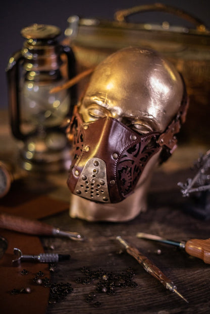 Leather face mask Steampunk Mask leather diesel punk wasteland burning man respirator Dystopian armor larp