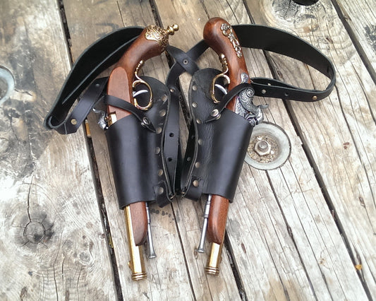 Leather Shoulder holster for two guns