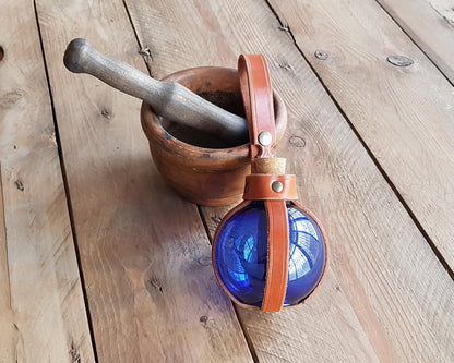 Blue Potion Bottle with Leather Holder Potion.