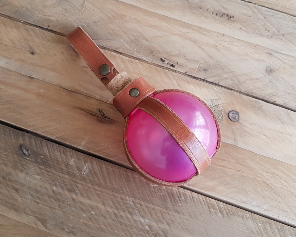 Pink Potion Bottle with Leather Holder.