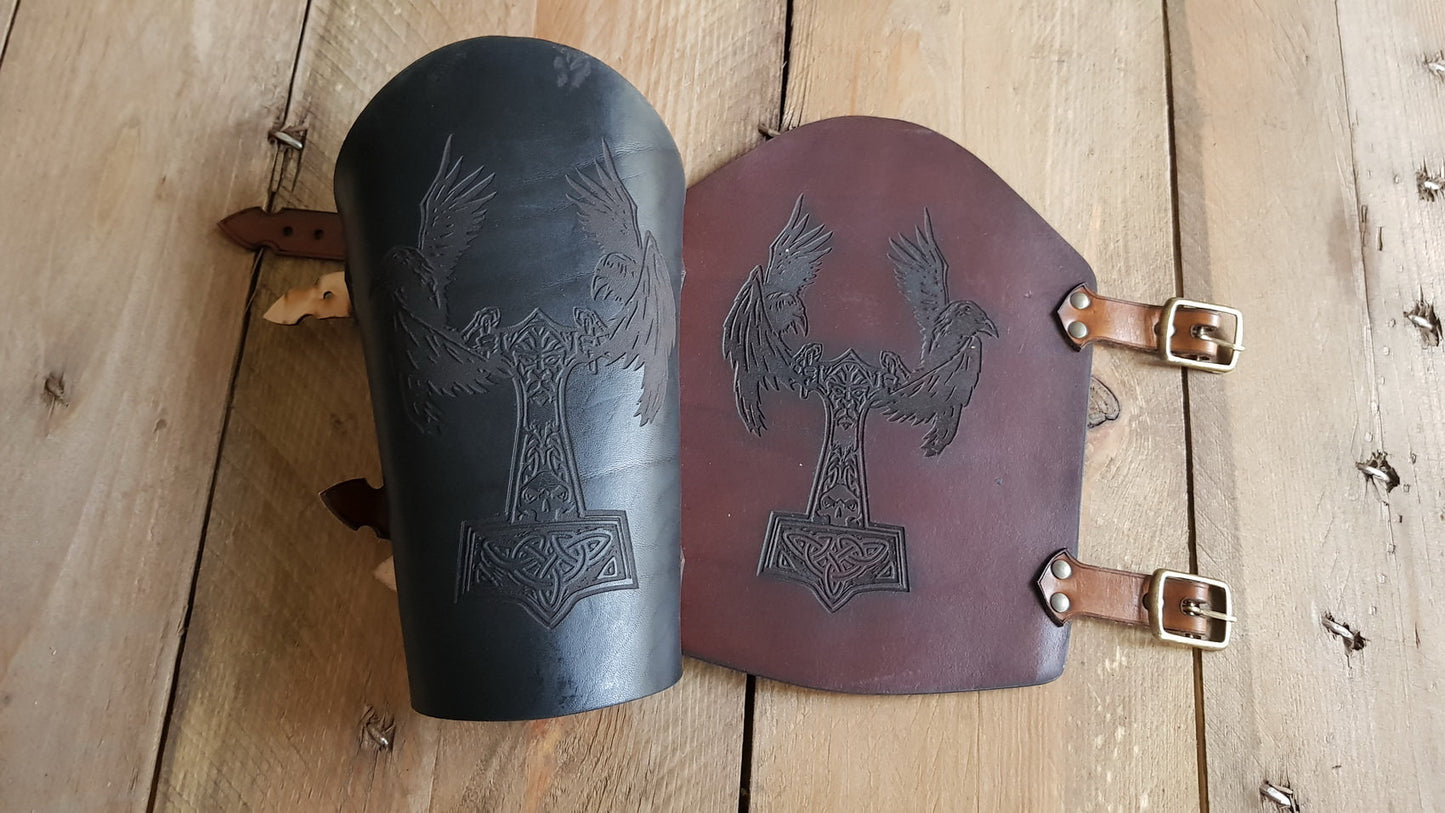Thor's hammer Mjolnir and Odin's crows Bracer.